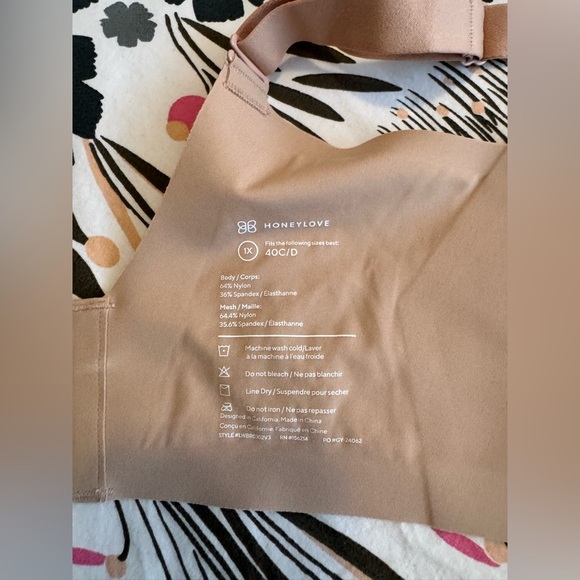 NEW Honeylove Crossover Bra Seamless Padded Mesh Sand 1X 40C/D NWOT - Picture 5 of 6